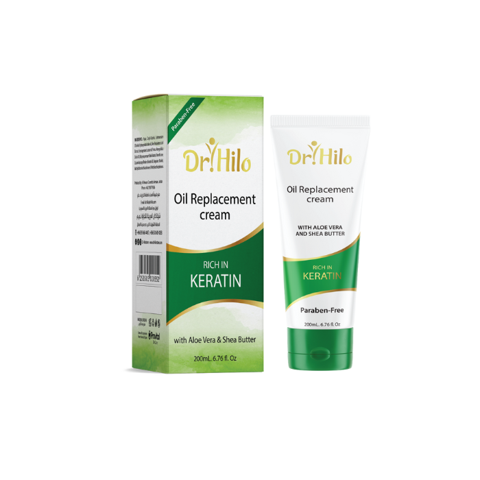 Dr Hilo Oil Replacement Cream with keratin and shea butter for smooth hair, tangling, breakage and dryness 200ml