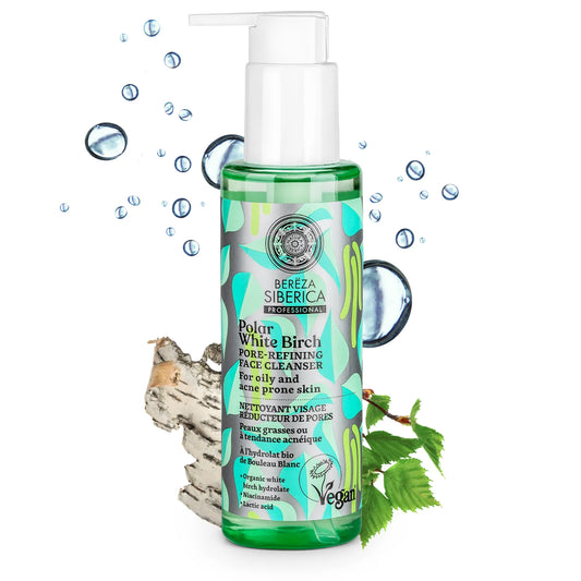 Natura Siberica Polar White Birch Pore-Refining Face Cleanser, for oily & acne prone skin 145 ml