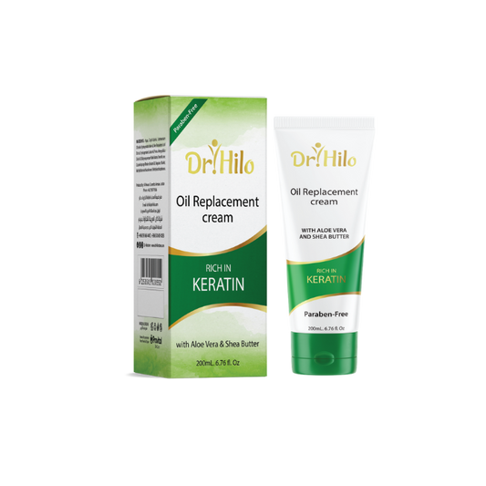 Dr Hilo Oil Replacement Cream with keratin and shea butter for smooth hair, tangling, breakage and dryness 200ml