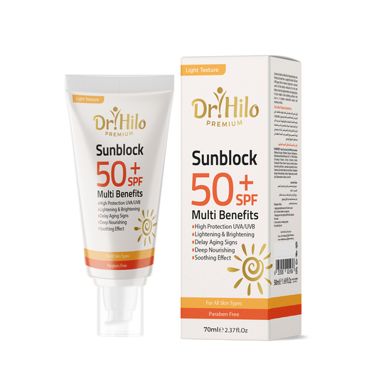 Dr Hilo Premium Sunblock SPF50+ (Aqua) with Hyaluronic Acid 70ml