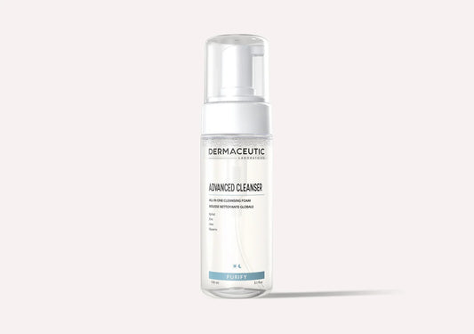 Dermaceutic Advanced Cleansing Foam Purify 150ml bottle, all-in-one skin care cleanser for a hydrated and purified complexion.